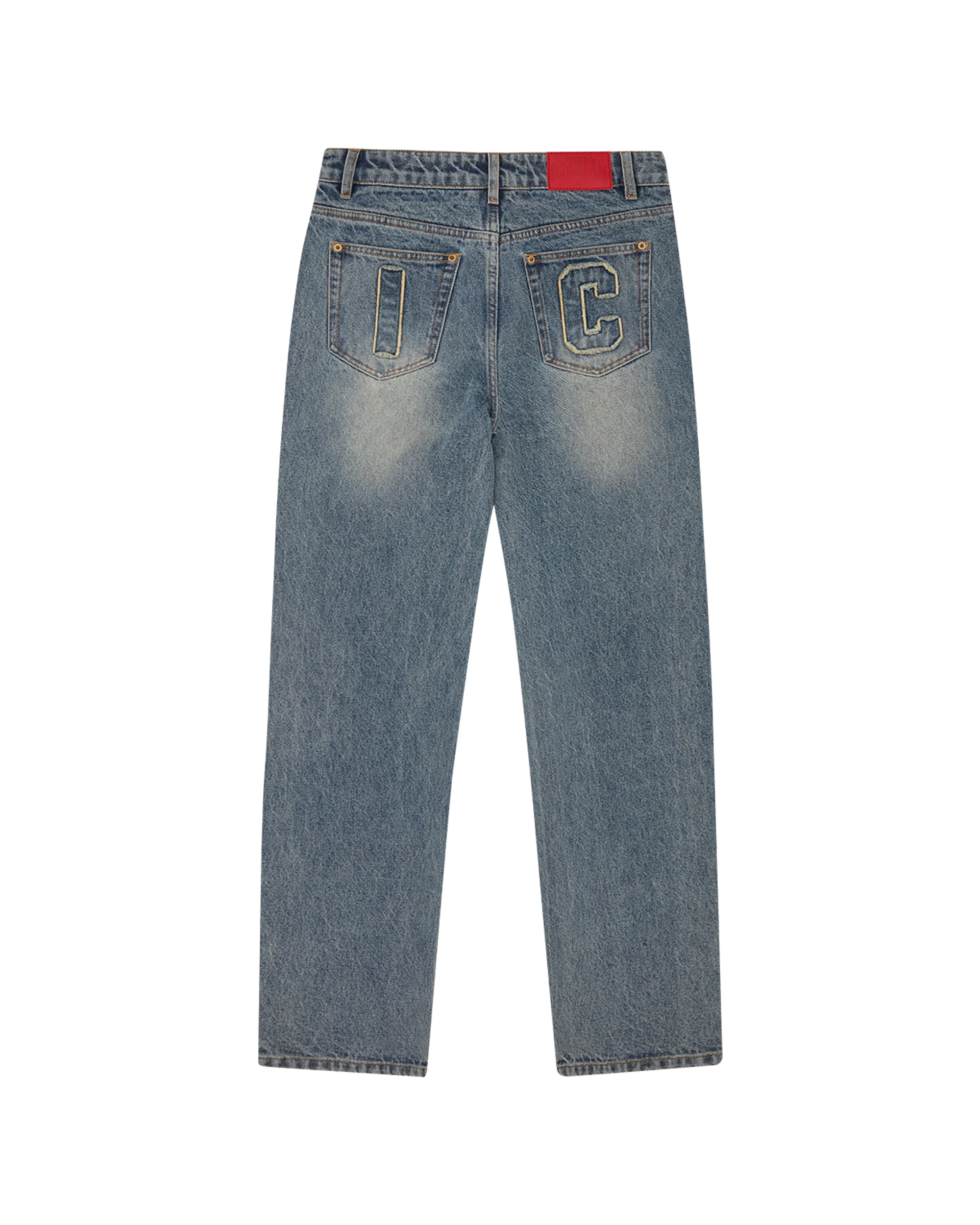 Womens Distressed Running Dog Denim Pants - Image 3
