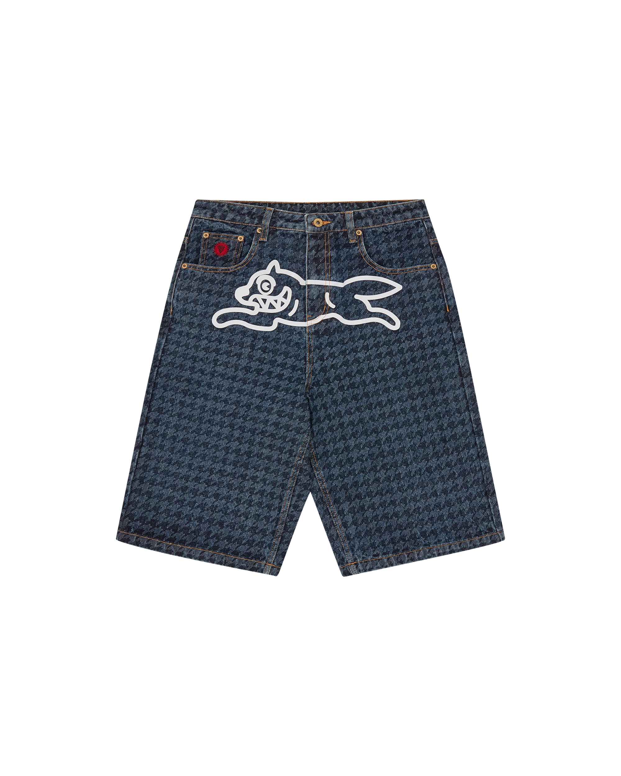 Womens Houndstooth Running Dog Jorts