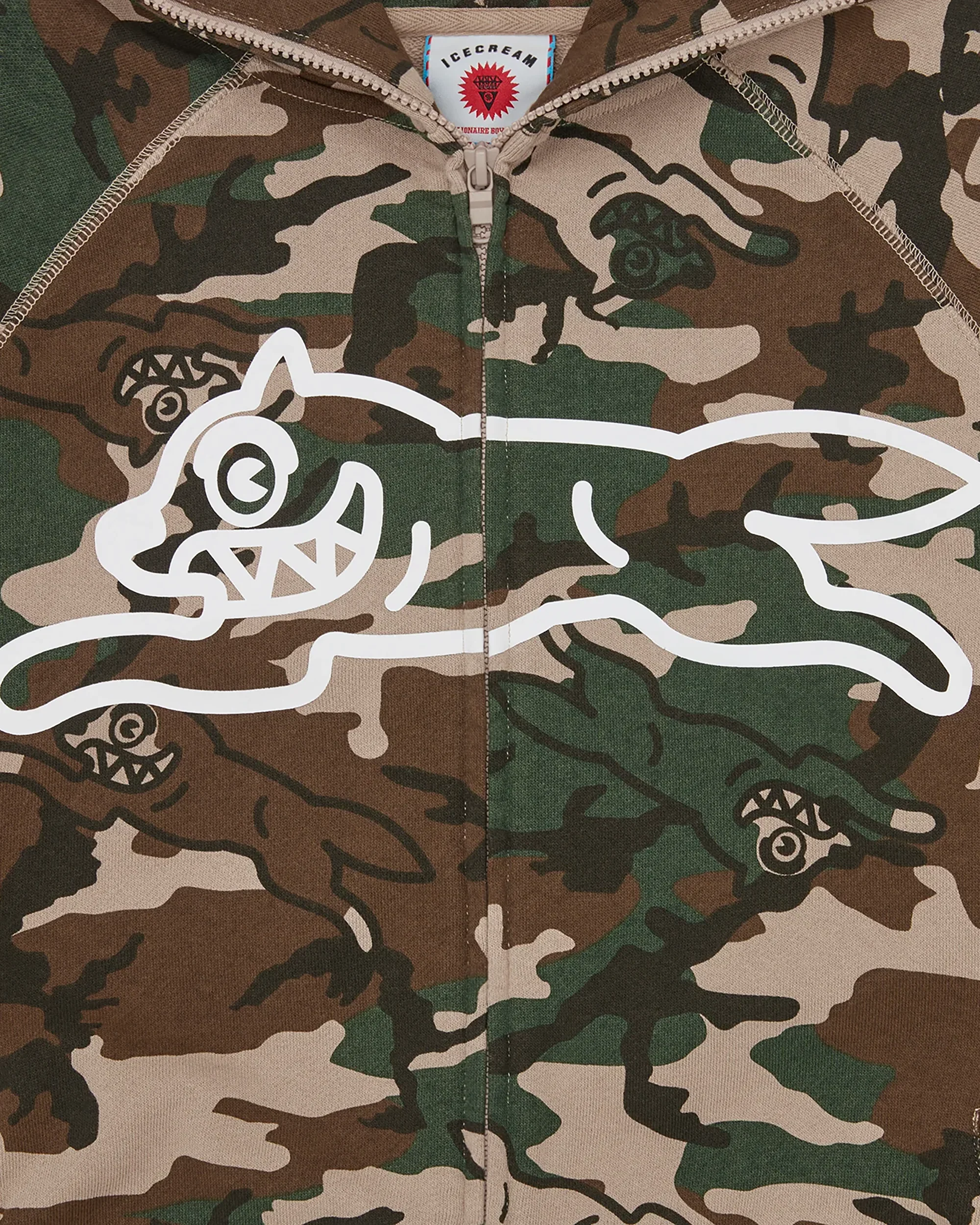 Running Dog Woodland Camo Zip Through Hood - Image 3